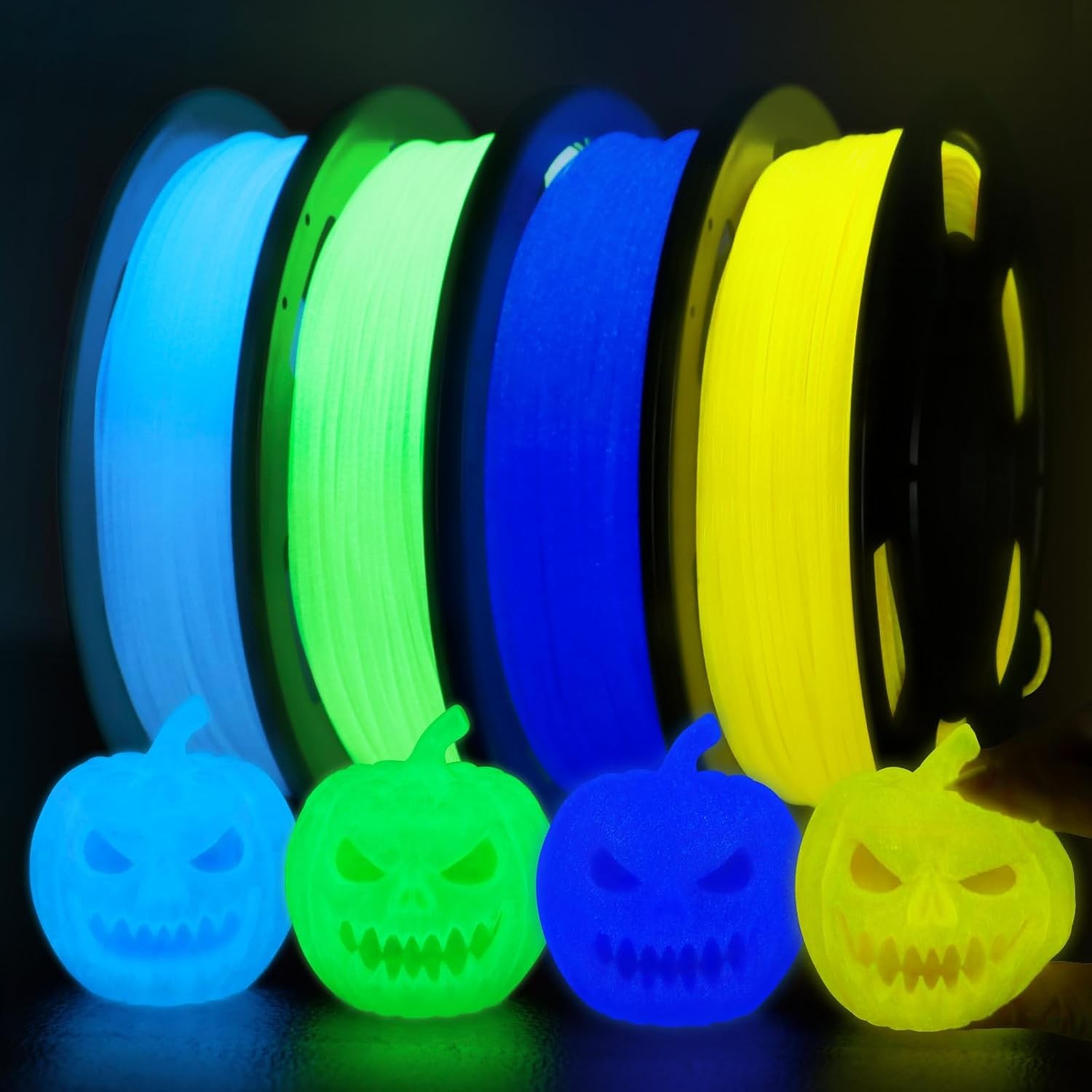 YOUSU Glow in The Dark TPU 3D Printer Filament Bundle, 1.75mm 95A TPU, Blue,Gree