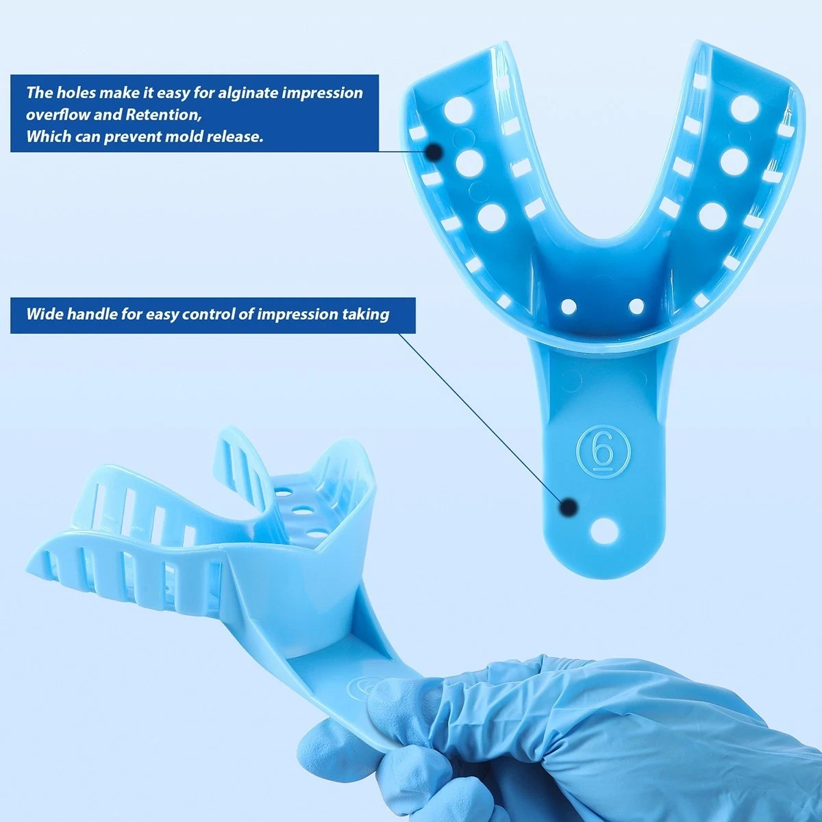 10 Pc/Set Dental Disposable Plastic Impression Trays Blue Plastic Denture