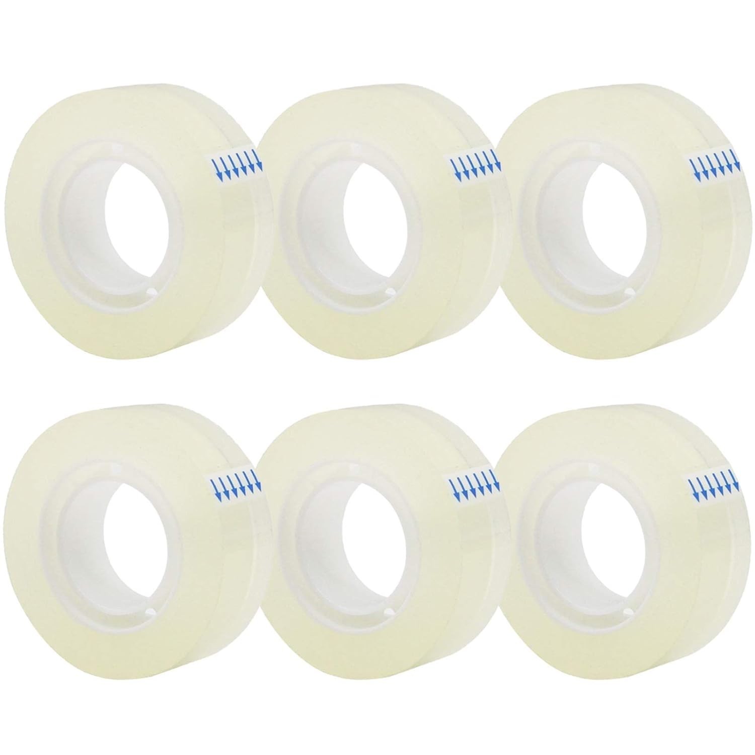 6 rollos de recambios de cinta transparente, cinta transparente, cinta brillant