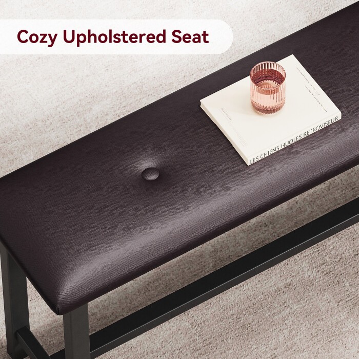Dining Table Set with Two Upholstered Benches Kitchen Table Set for 4 Persons