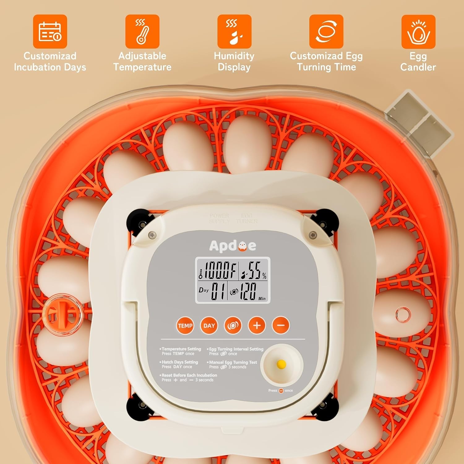 HatchPro 25 Egg Incubator - Automatic Turning, Precise Temp & Humidity Control