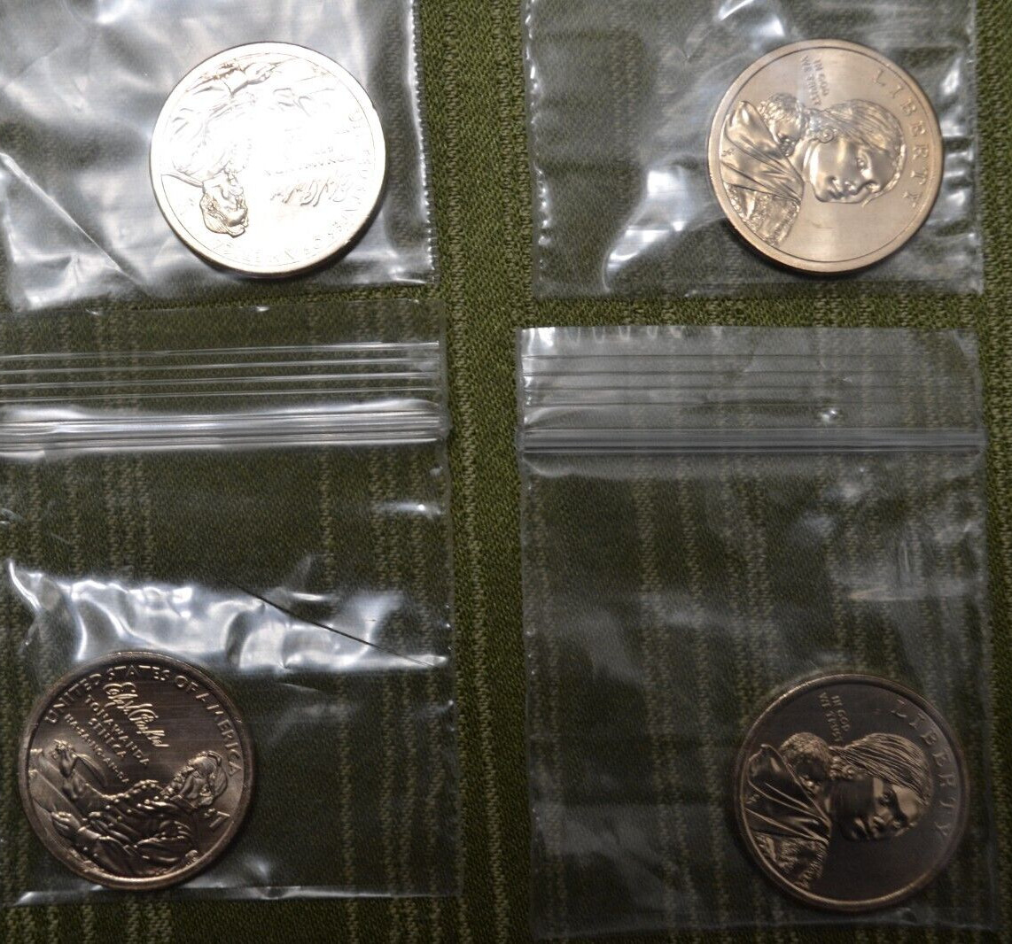2022 P & D Positive A & B Native American Dollar Uncirculated 4 Coin Set