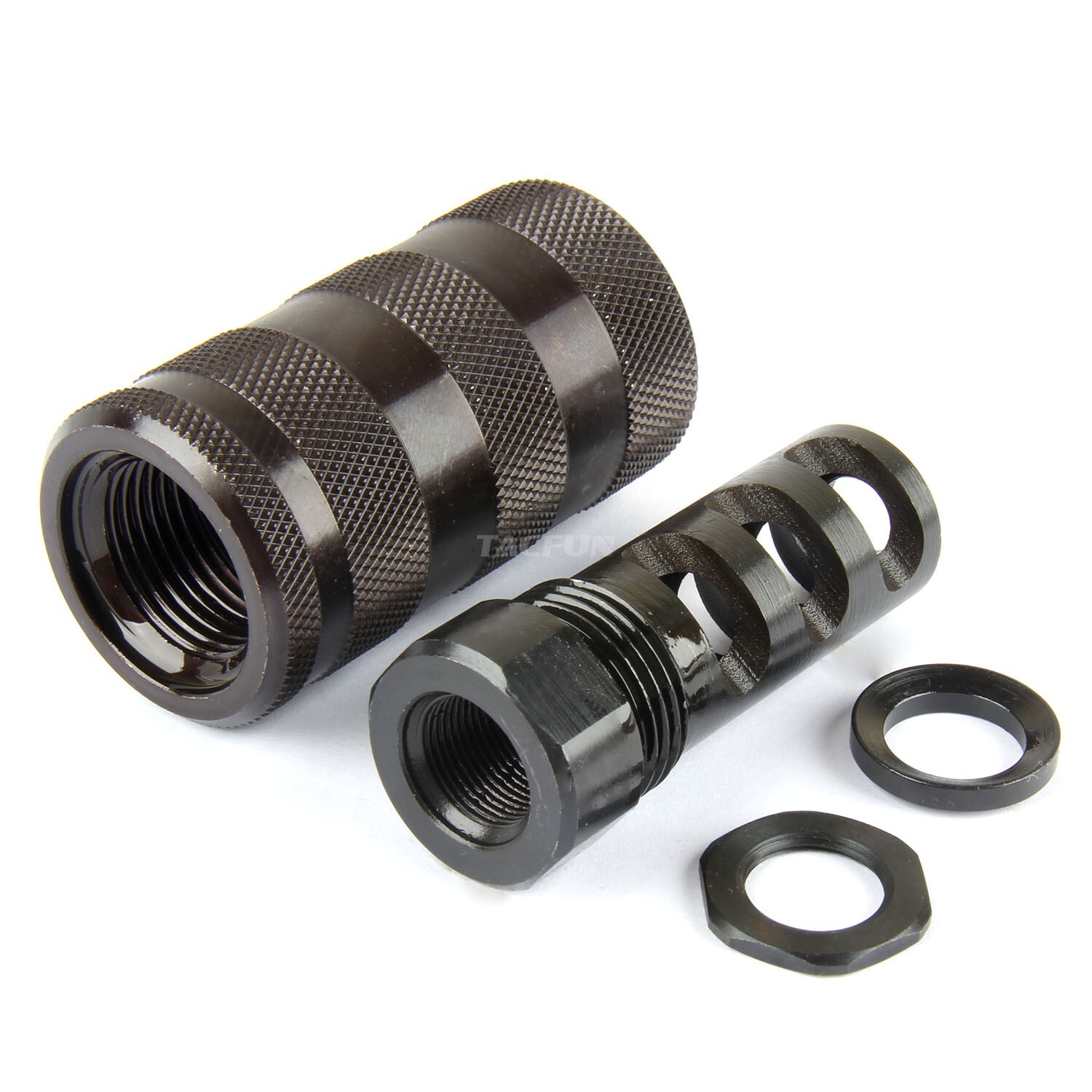 All Steel Muzzle Brake 1/2X28 TPI + 13/16-16 Knurled Sleeve