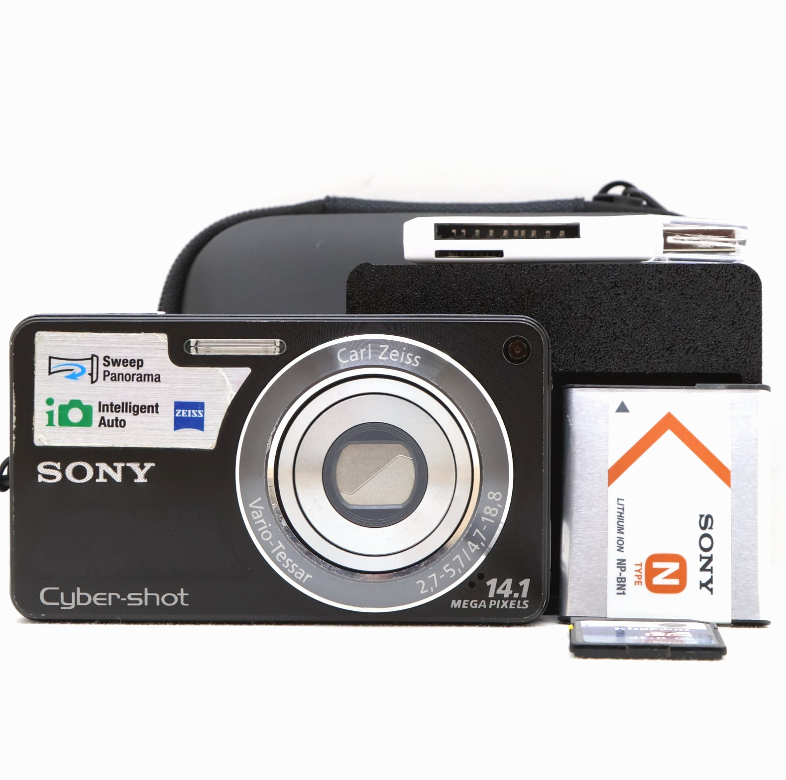 Sony Cybershot DSC-W350 14.1MP Compact Digital Camera Black Tested Full Kit
