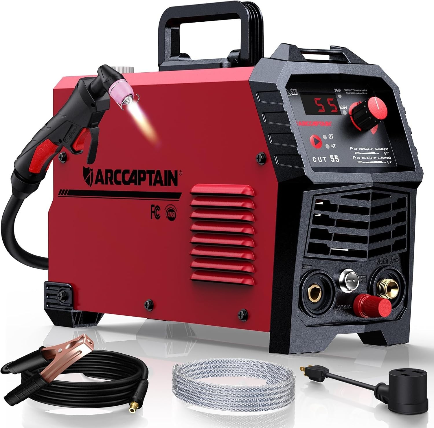 ARCCAPTAIN 55A Plasma Cutter, Non-Touch Pilot Arc High-Frequency Plasma Cutting