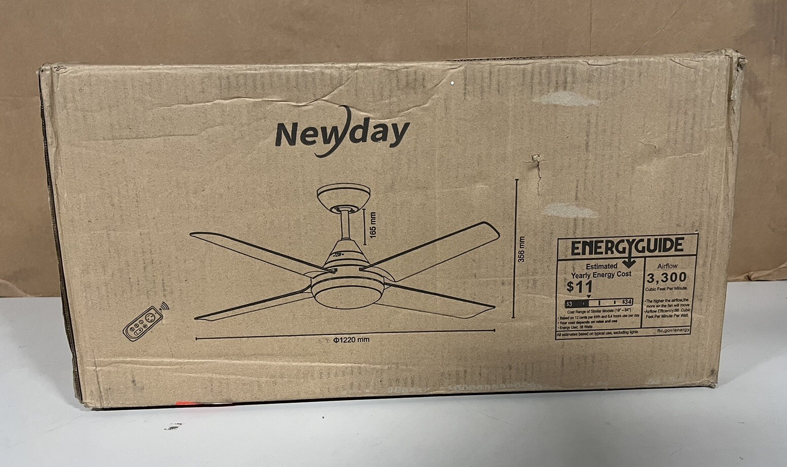 Newday 48-in Ceiling Fan with Lights and Remote, White - New- Missing Screws