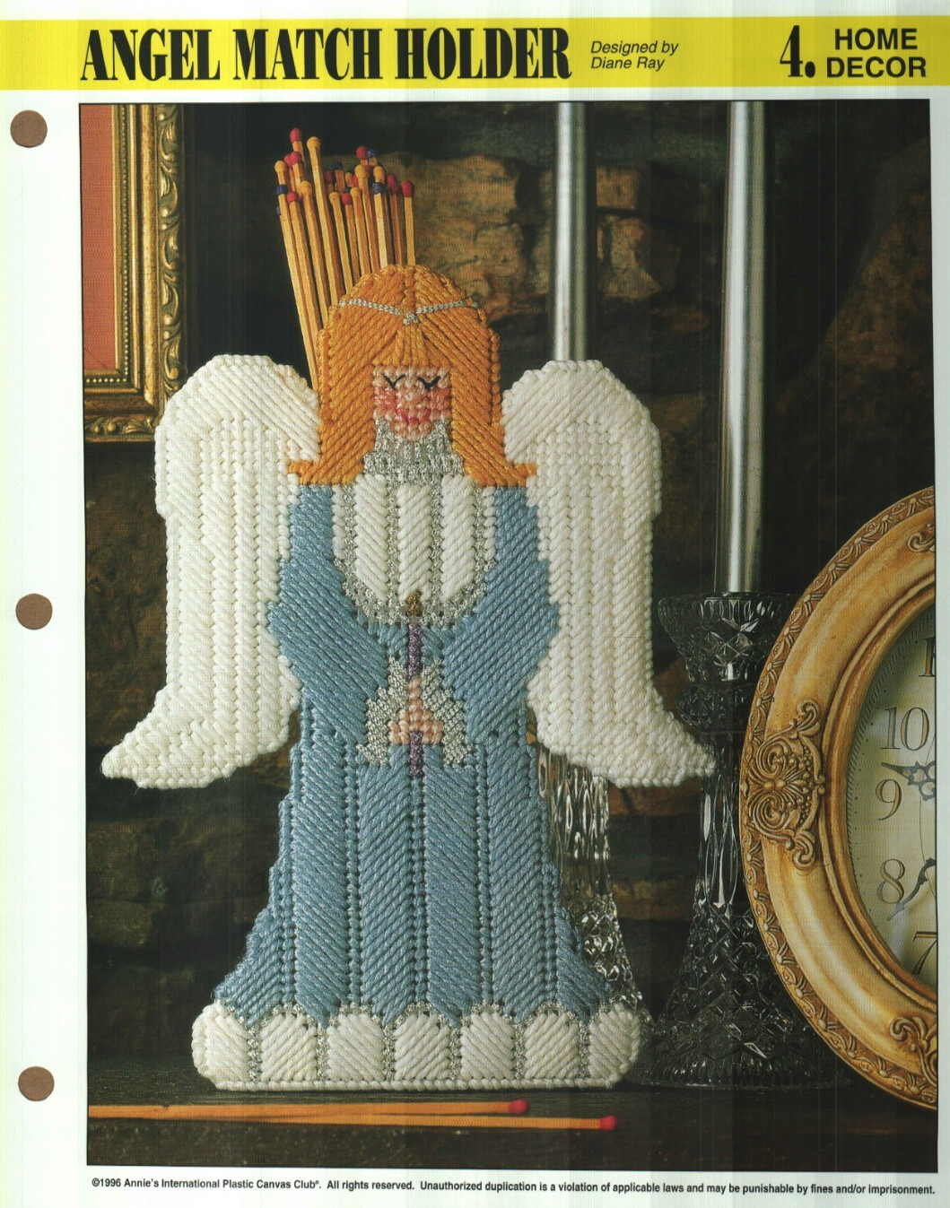 NEW ANGEL MATCH HOLDER CHRISTMAS ANNIE'S PLASTIC CANVAS PATTERN INSTRUCTIONS