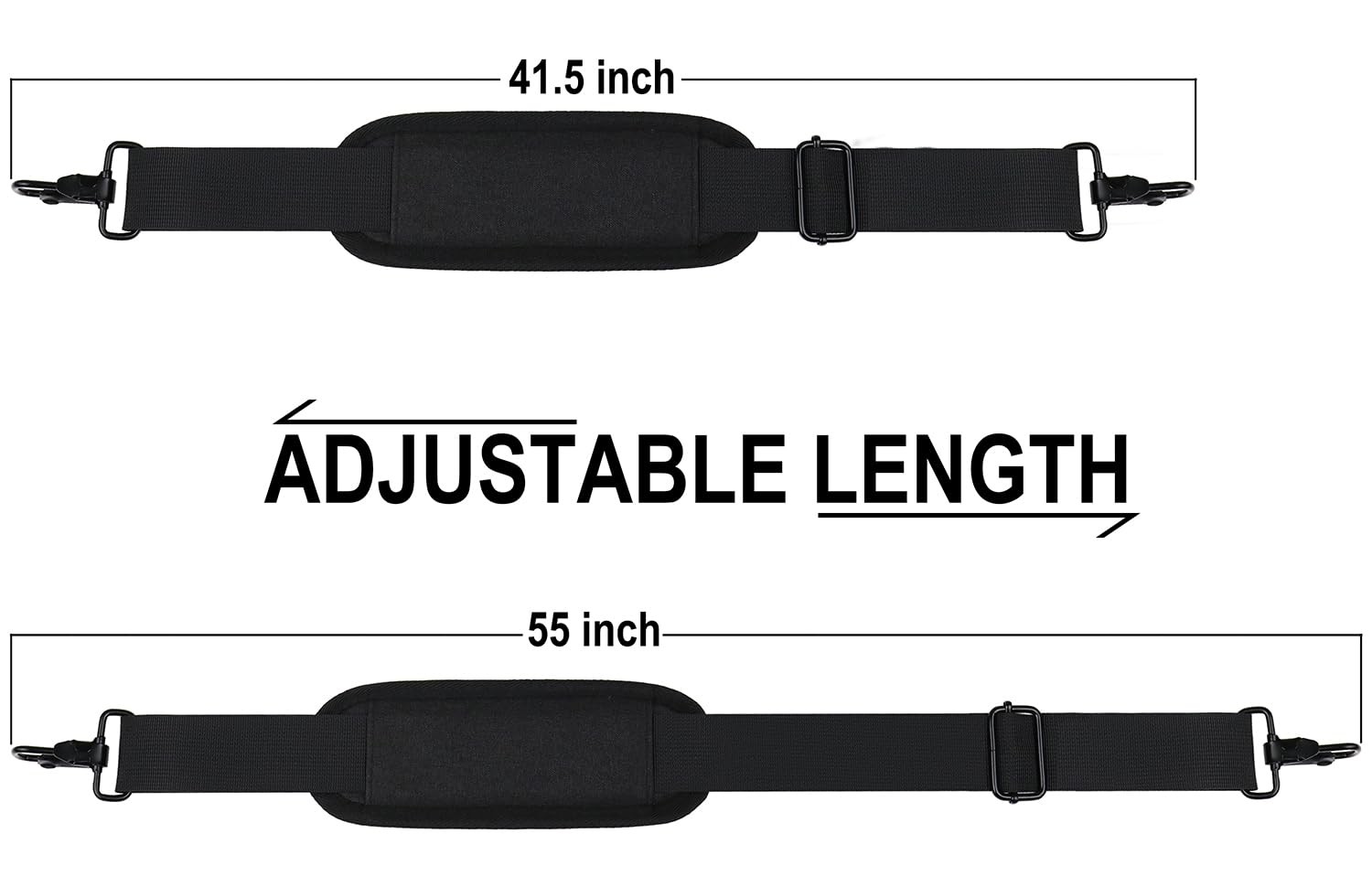 BOOEUDI 56 inch Shoulder Strap, Universal Adjustable Thick Soft 56, Black