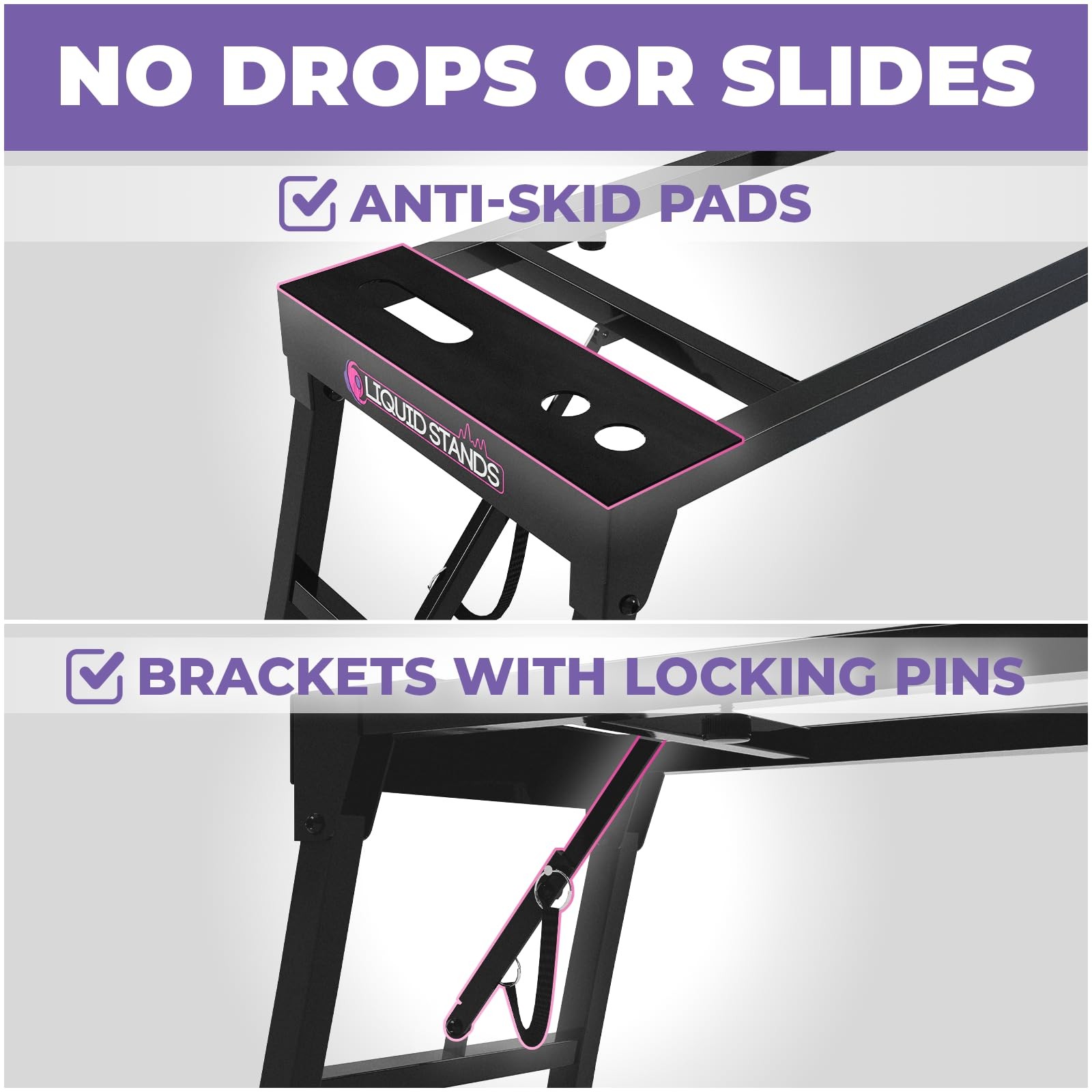 Liquid Stands Collapsible Piano Keyboard Stand - Adjustable and Black