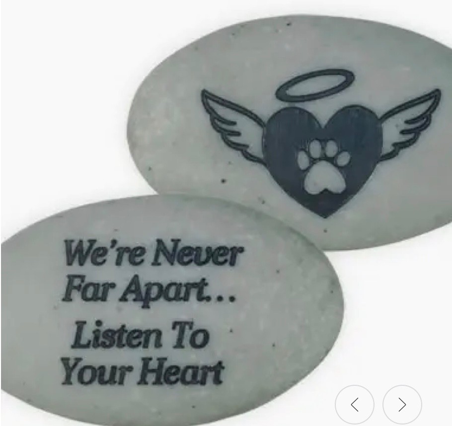 Pet Pocket Stone We’re Never Far Apart… Listen to Your Heart with paw (set of 2)