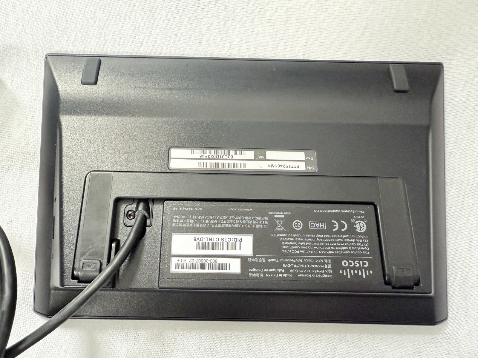 Cisco CTS-CTRL-DV8 Telepresence 8" Touch Panel Conference Unit