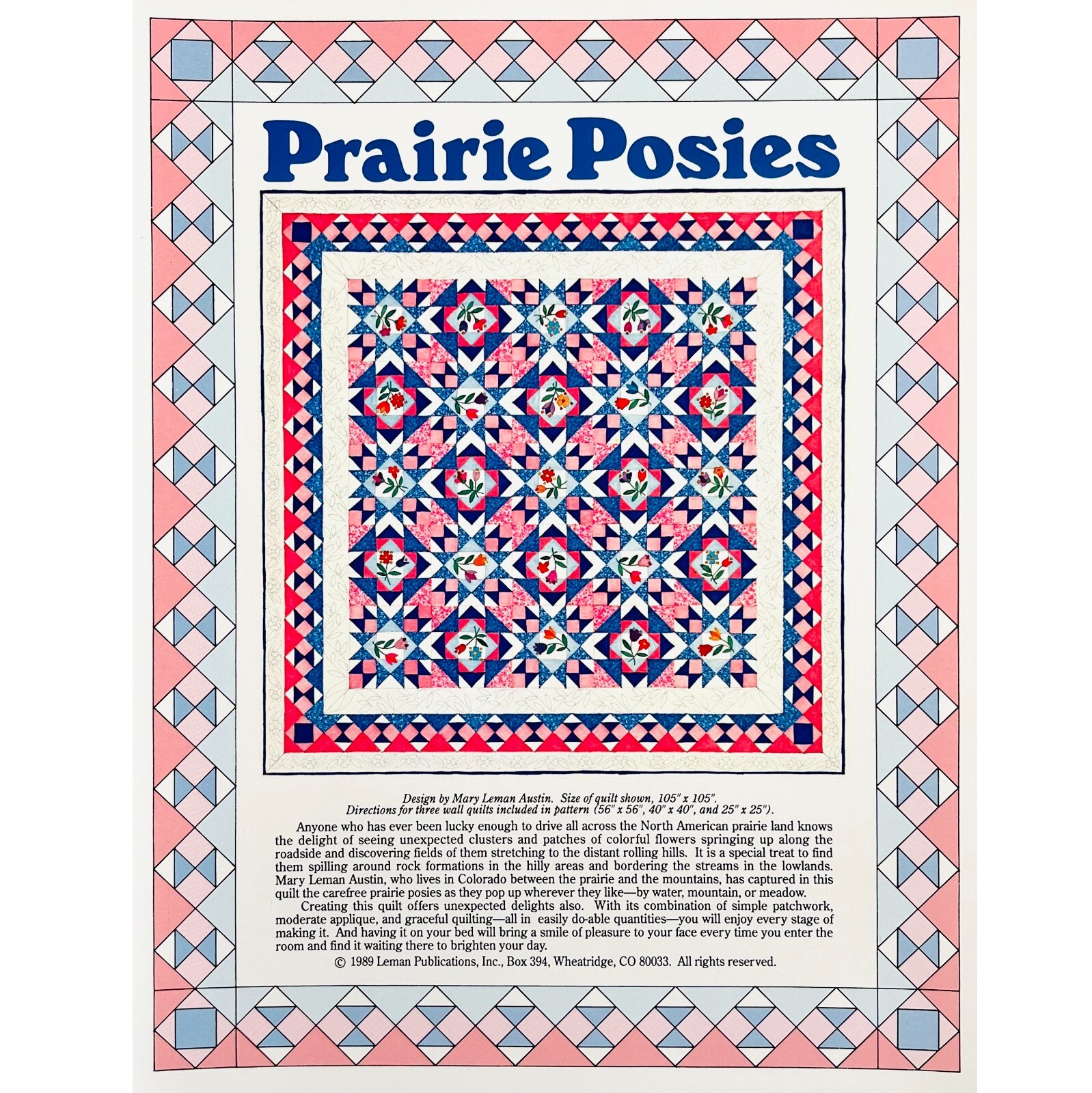 Prairie Posies Quilt PATTERN Mary Leman Austin Leman Publications Makes 4 Sizes