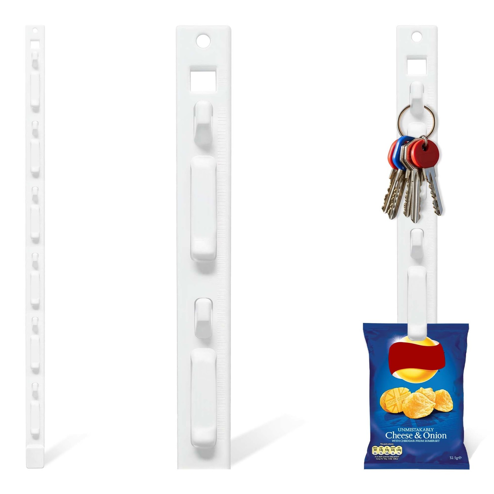 Brand "The Original" Merchandising Strip, 16.5" L, 6 hooks spaced 2.375" apar...