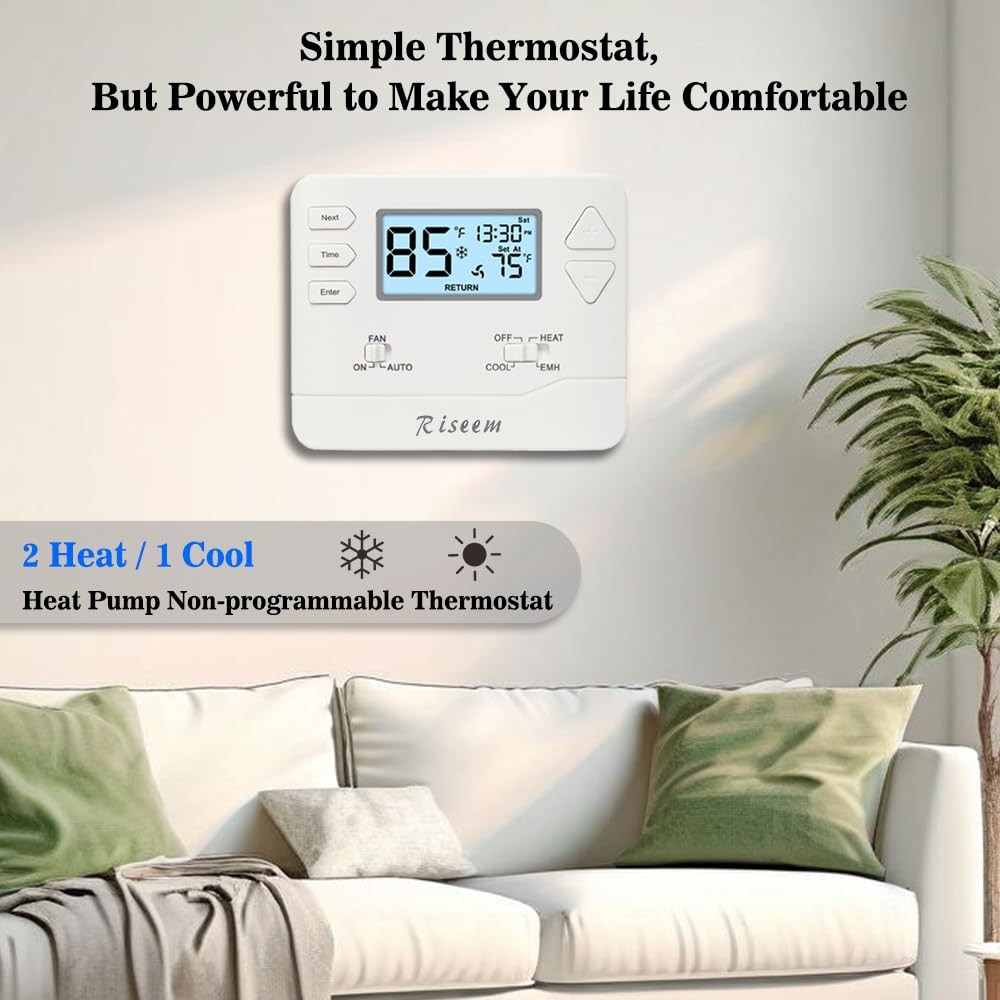Thermostat Non Programmable Heat Pump Thermostat White