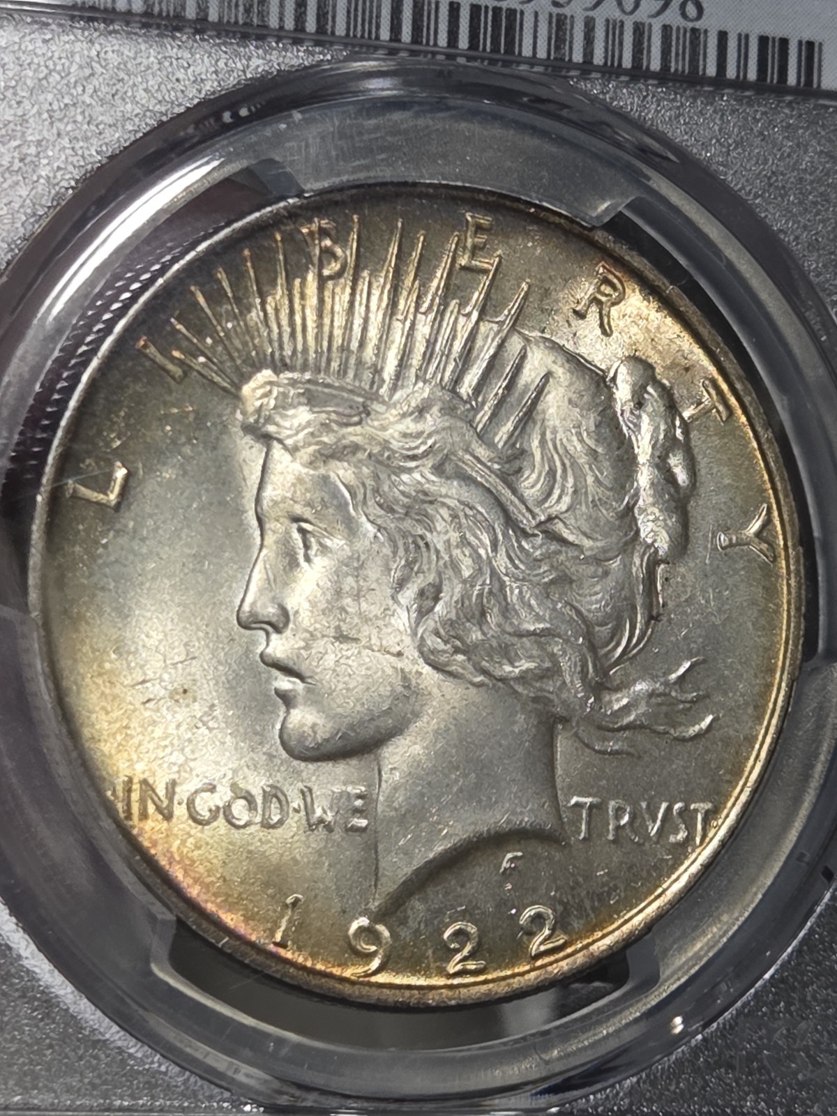 1922 $1 Peace Dollar PCGS MS63 Toned