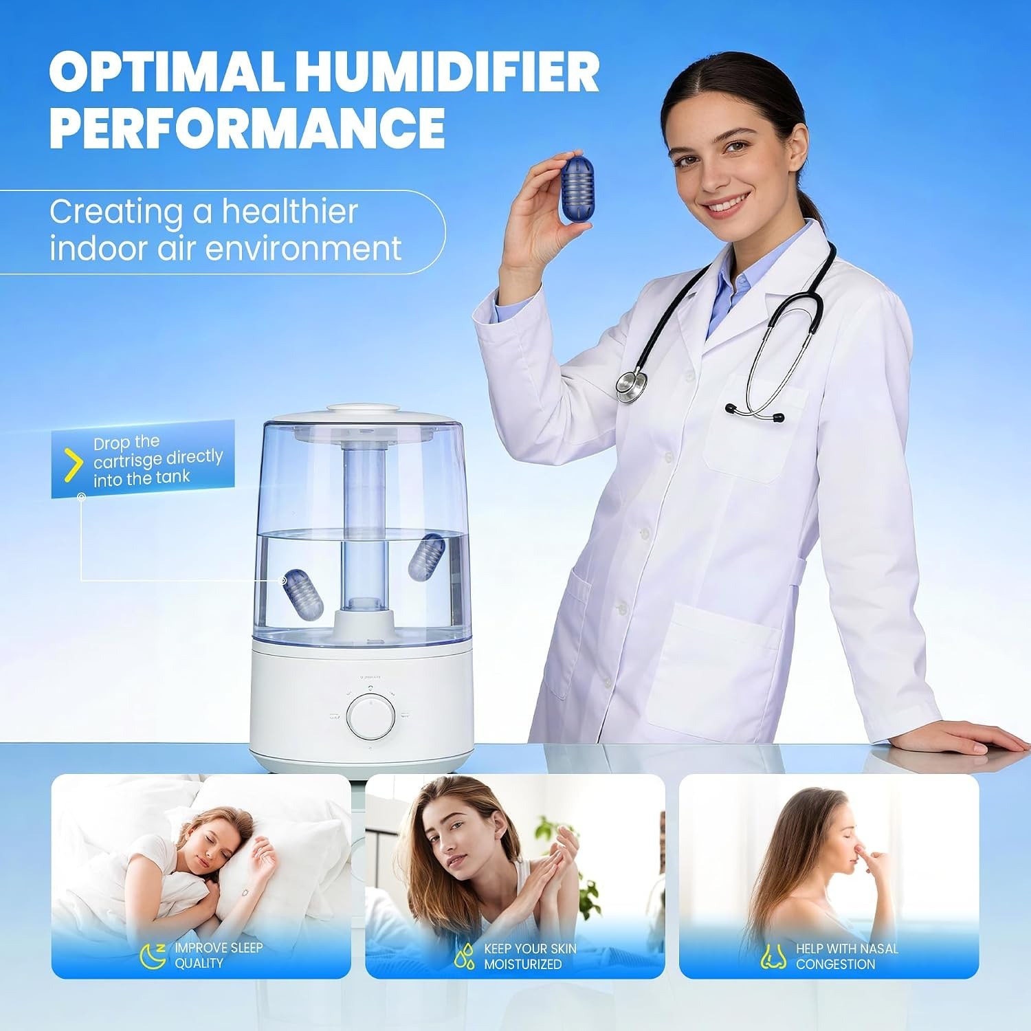 Effortless Air Quality: 12-Pack Cartridges for Humidifiers – No More White Dust