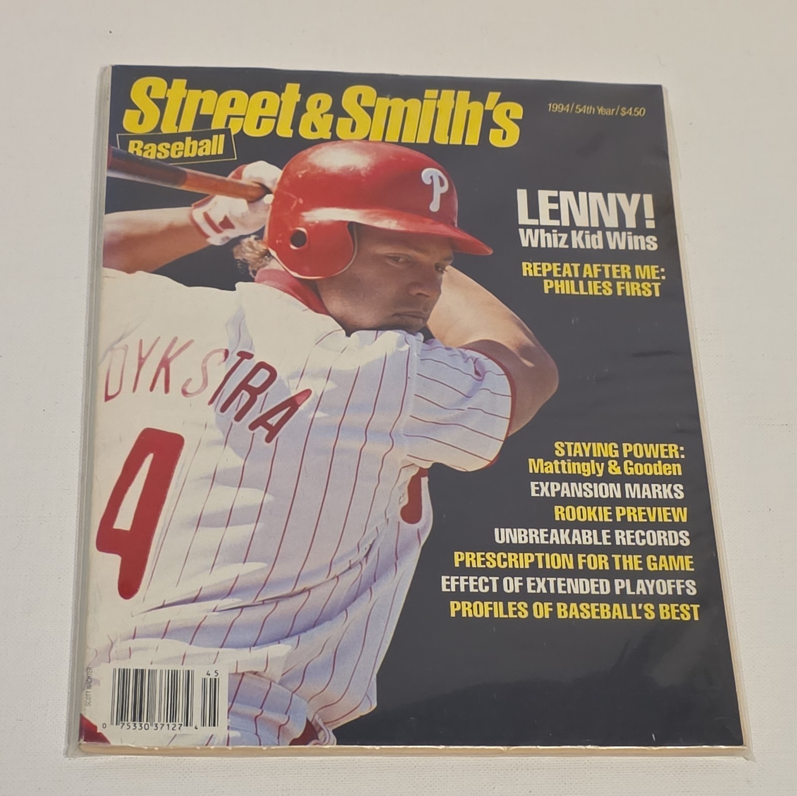 1994 Street & Smith Baseball Magazine Lenny Dykstra Cover EUC