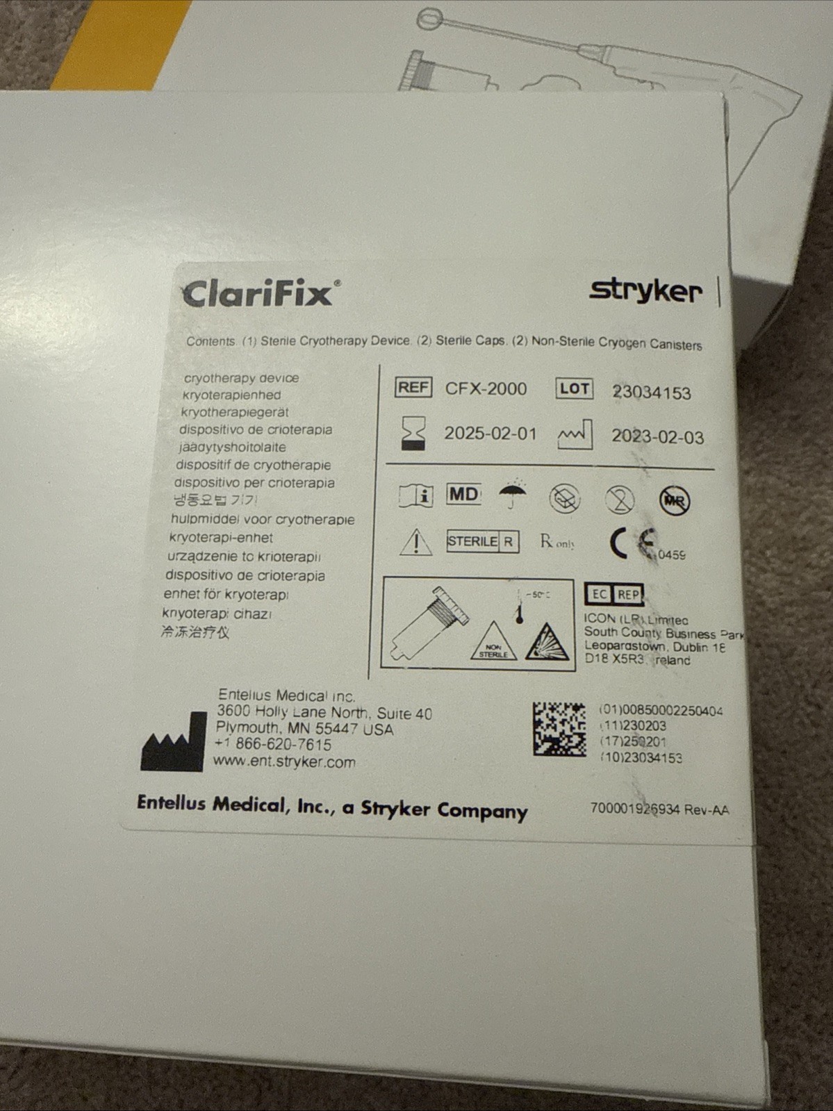 Stryker Clarifix Sterile Cryotherapy Device Price Per Item