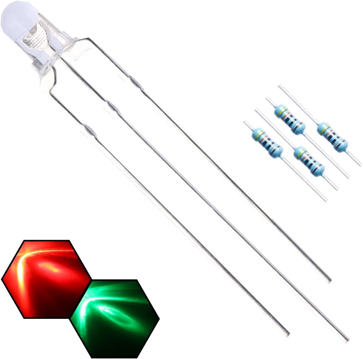 100pcs 3mm Red & Green Lights [14] Red&green (Common Cathode) /