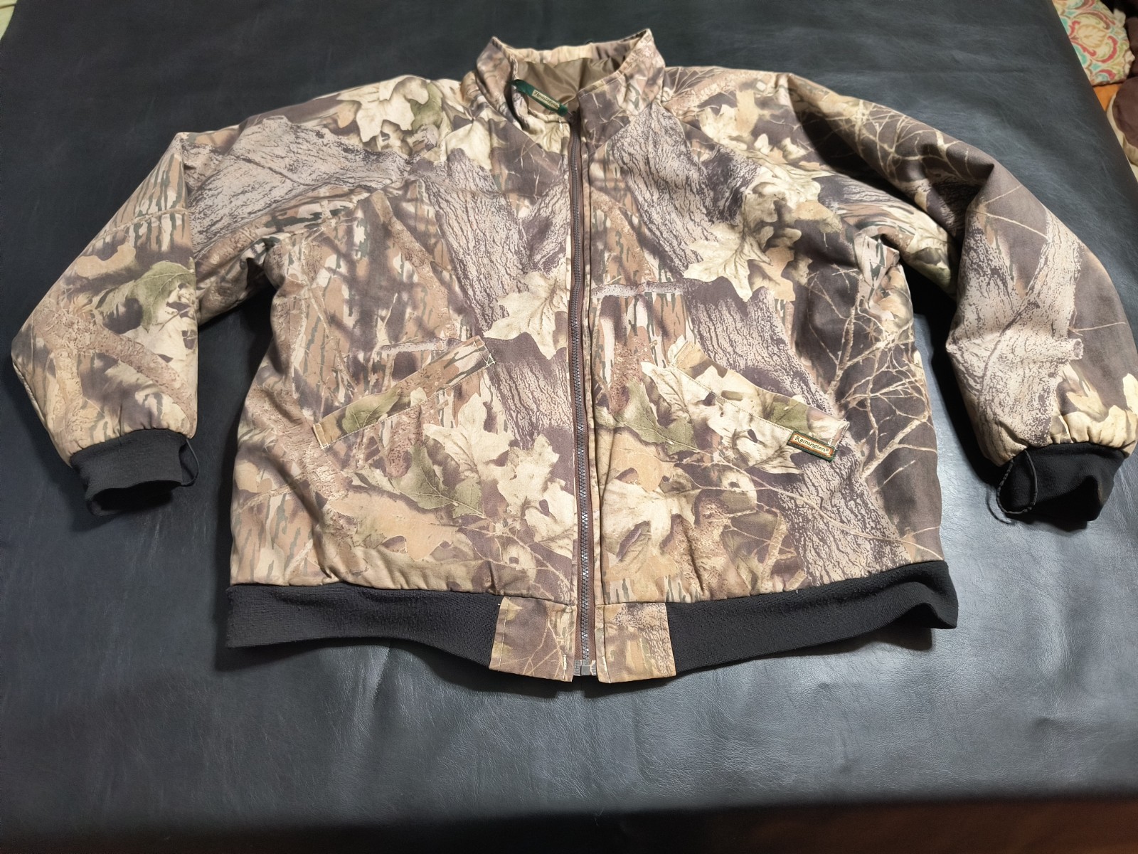 Vintage Remington Mossy Oak Breakup Camo Jacket Reversible Olive Full Zip XL