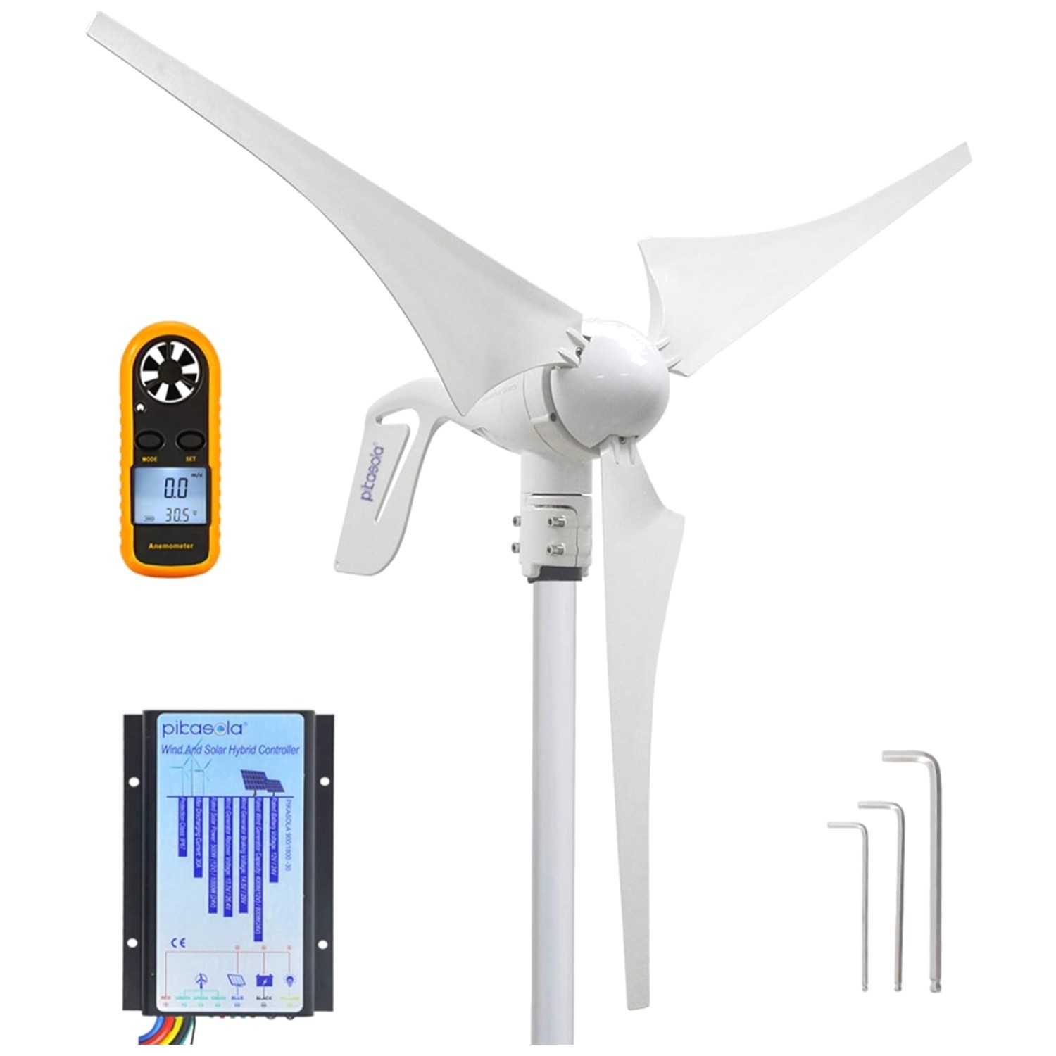500W Wind Turbine Generator 12V with 30A Hybrid Charge Controller - Eco Power