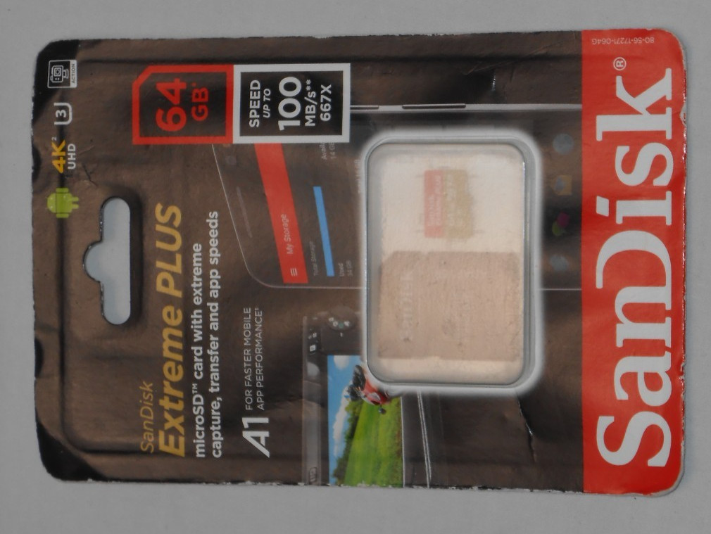 SanDisk Extreme PLUS 64GB microSDXC Memory Card w/ Adapter UHS-I V30 U3 Class 10