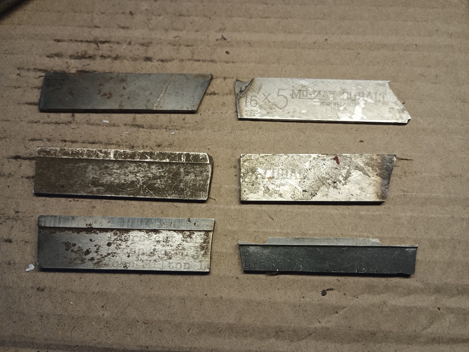 Lot Of 6 Lathe 5/8" Cobalt And HSS Cut Off Parting Blades Lot 5. Mo-Max Empire