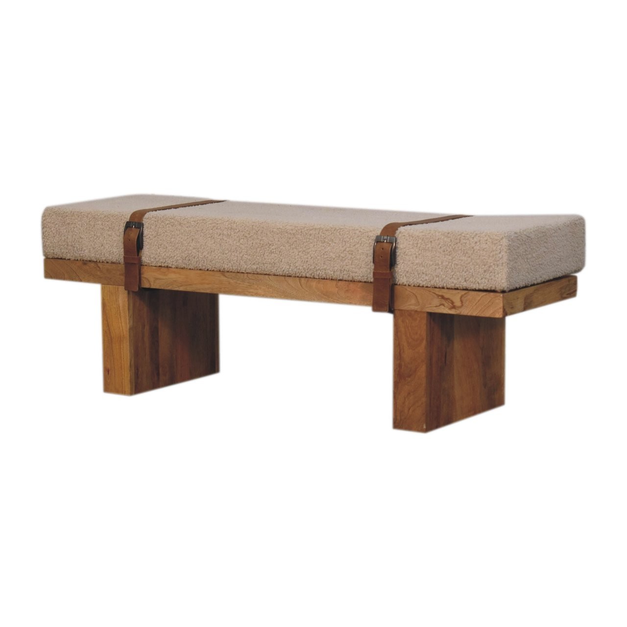 Belmont Cream Boucle Strap Bench
