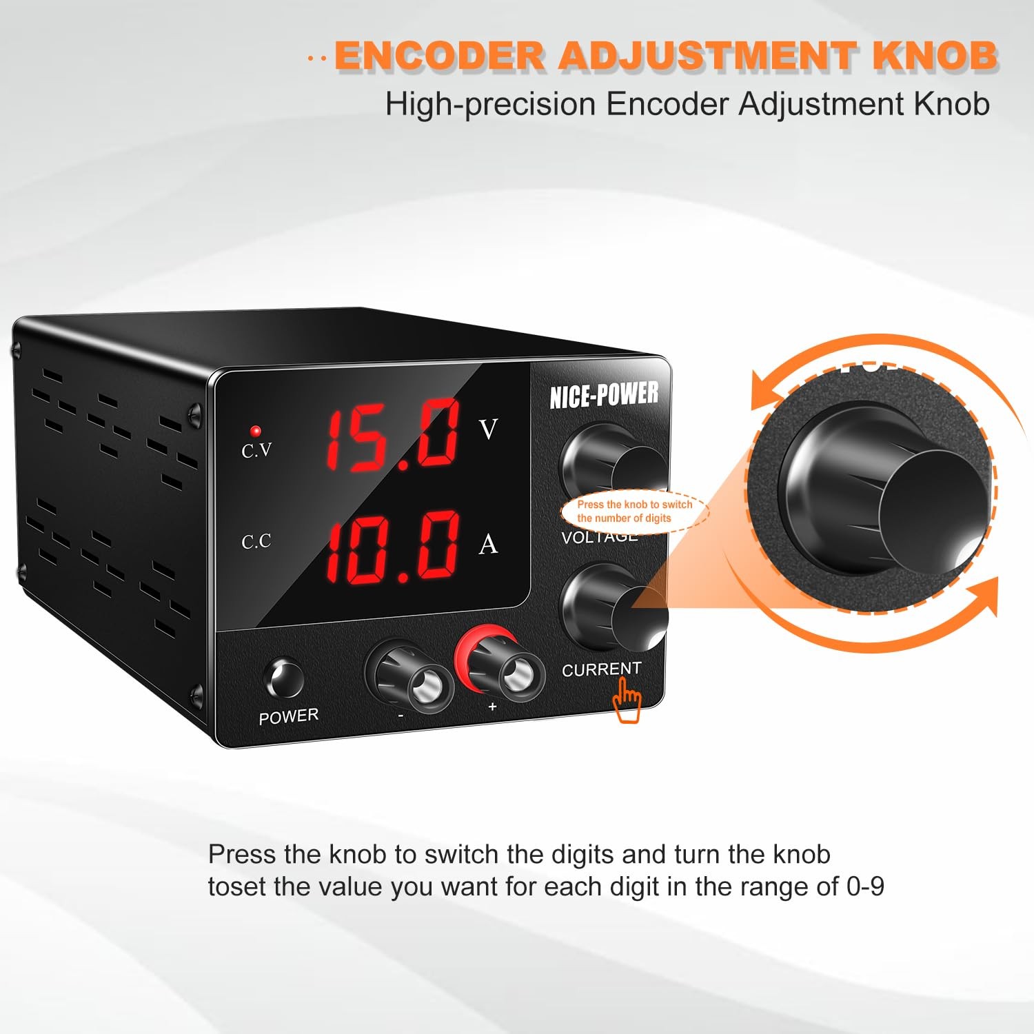 NICE-POWER DC Power Supply Variable 0~30V 0~10A, 3-Digits LED Display...