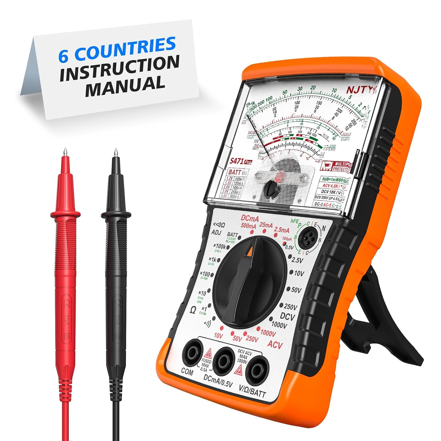 S471 Analog Multimeter, DC/AC Voltage, DC Current and Resistance | Needle Displa