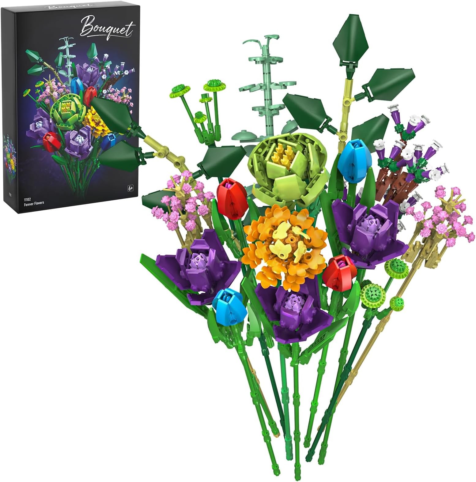Flowers Bouquet Building Set for Adults Women Teen Girls Ages 14+ | Artificia...