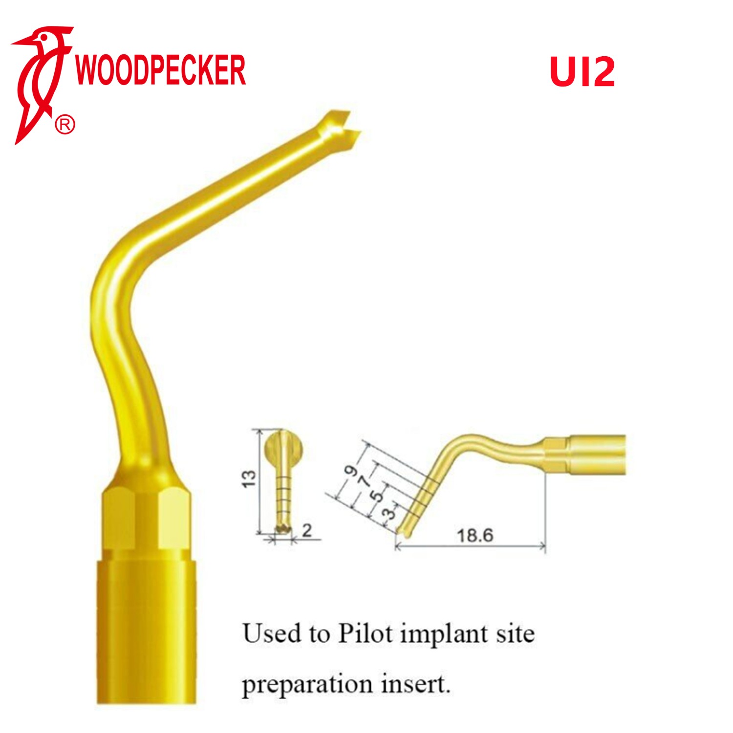 Woodpecker Dental Piezo Ultrasonic Bone Surgery Tip UL2 Fit US-II LED Surgery