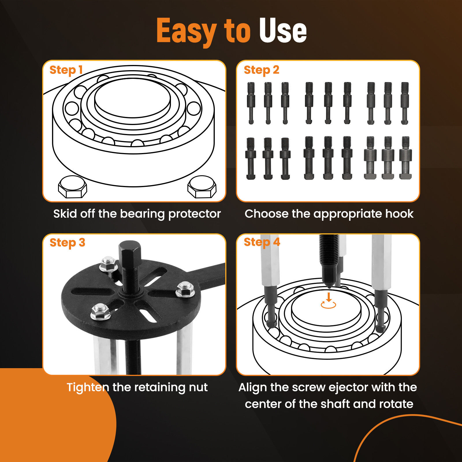 Three-jaw Puller Kit Inner Hole Removal Tool Bearing Disassembly with Box