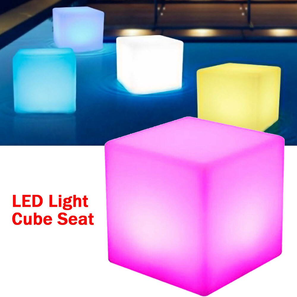 17" inch  RGB LED Cube Chair Rechargeable Lighting Seat 16 Colors Outdoor Patio