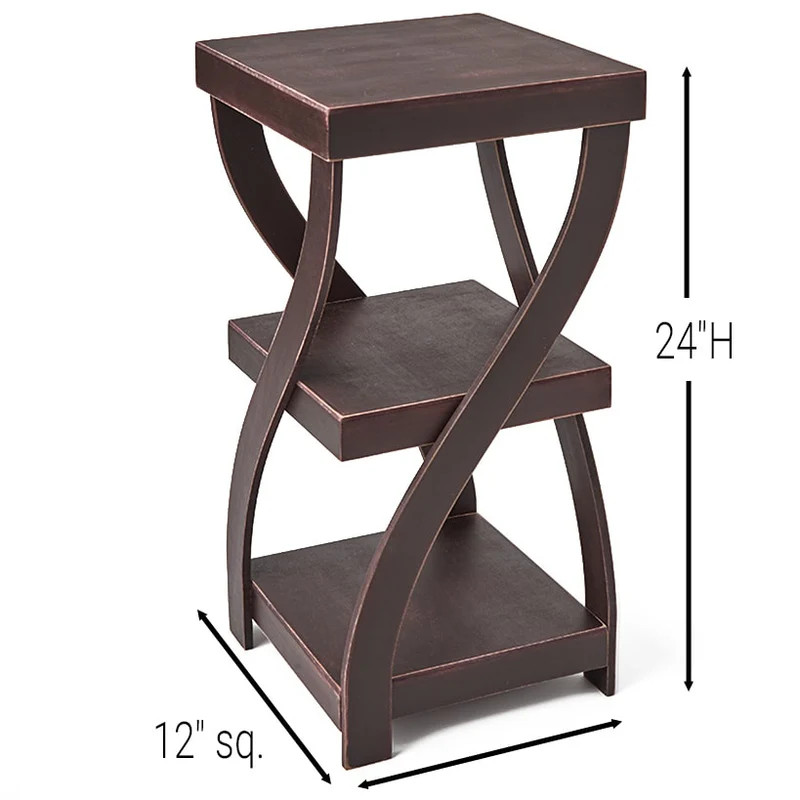Twisted End Side Accent Table Nightstand Walnut Living Room Bedroom Furniture