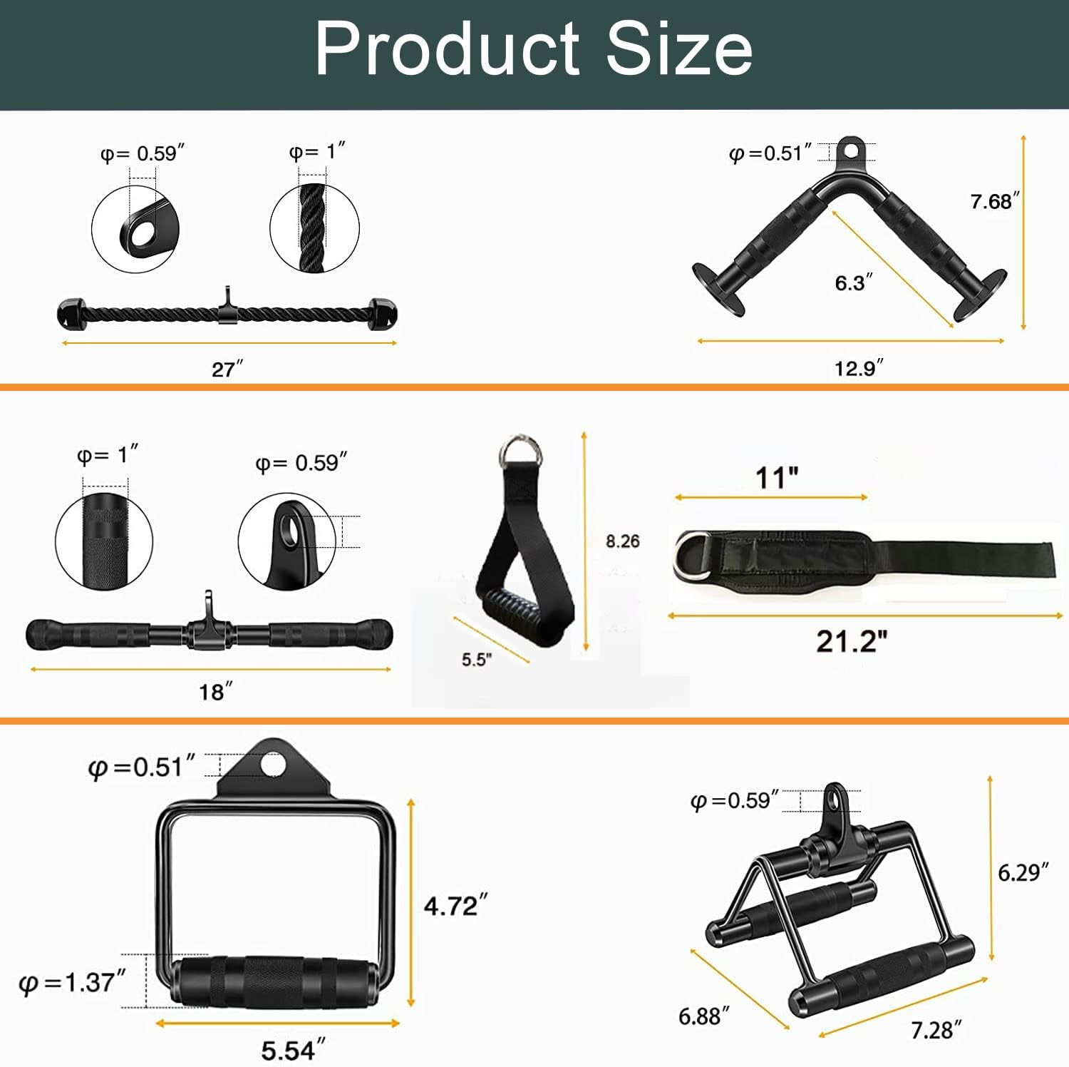 Solid Cable Machine Attachment, Cable Attachments for Gym, Gym Cable Attachments