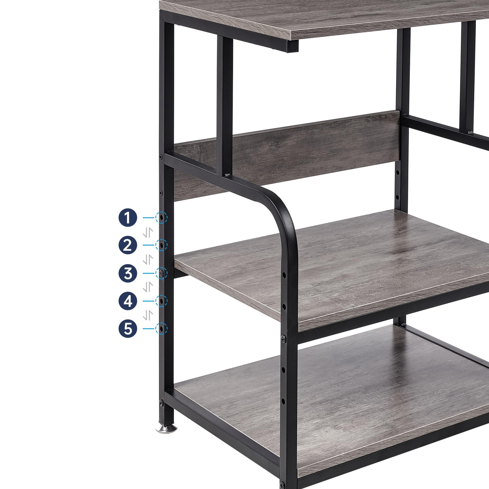 Printer Stand with Height Adjustable Storage Shelf, 3 Tier Mobile Printer Tab