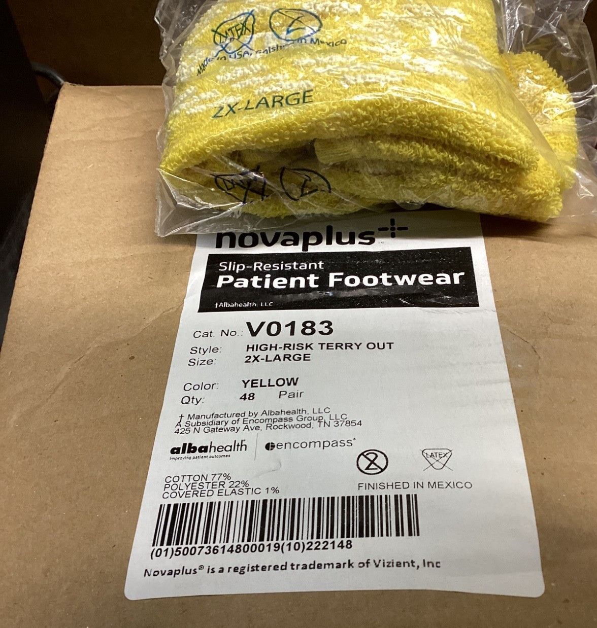 Novaplus V0183Patient Footwear 2X (14-16)  48 Pr Each #(5B21)