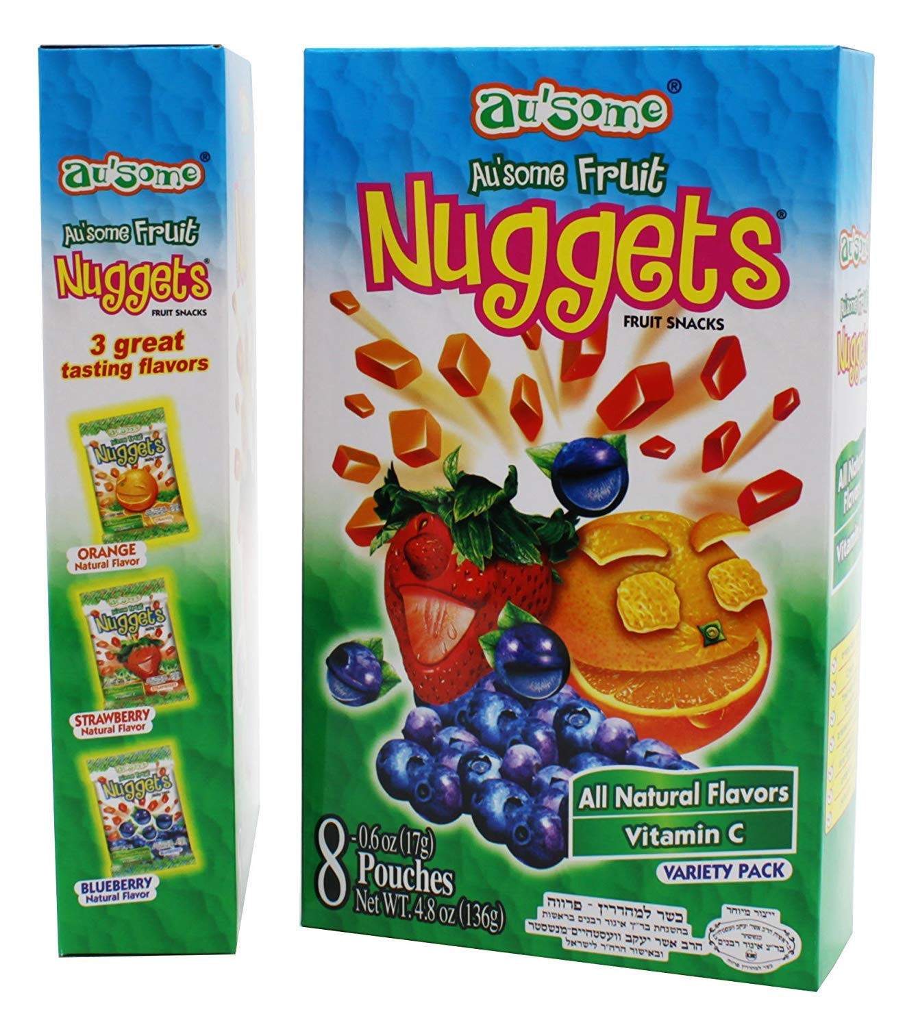 Fruit Juice Nuggets Gift Box Snack - 0.6 ounces 3 Boxes of 8 pack - Kosher A...
