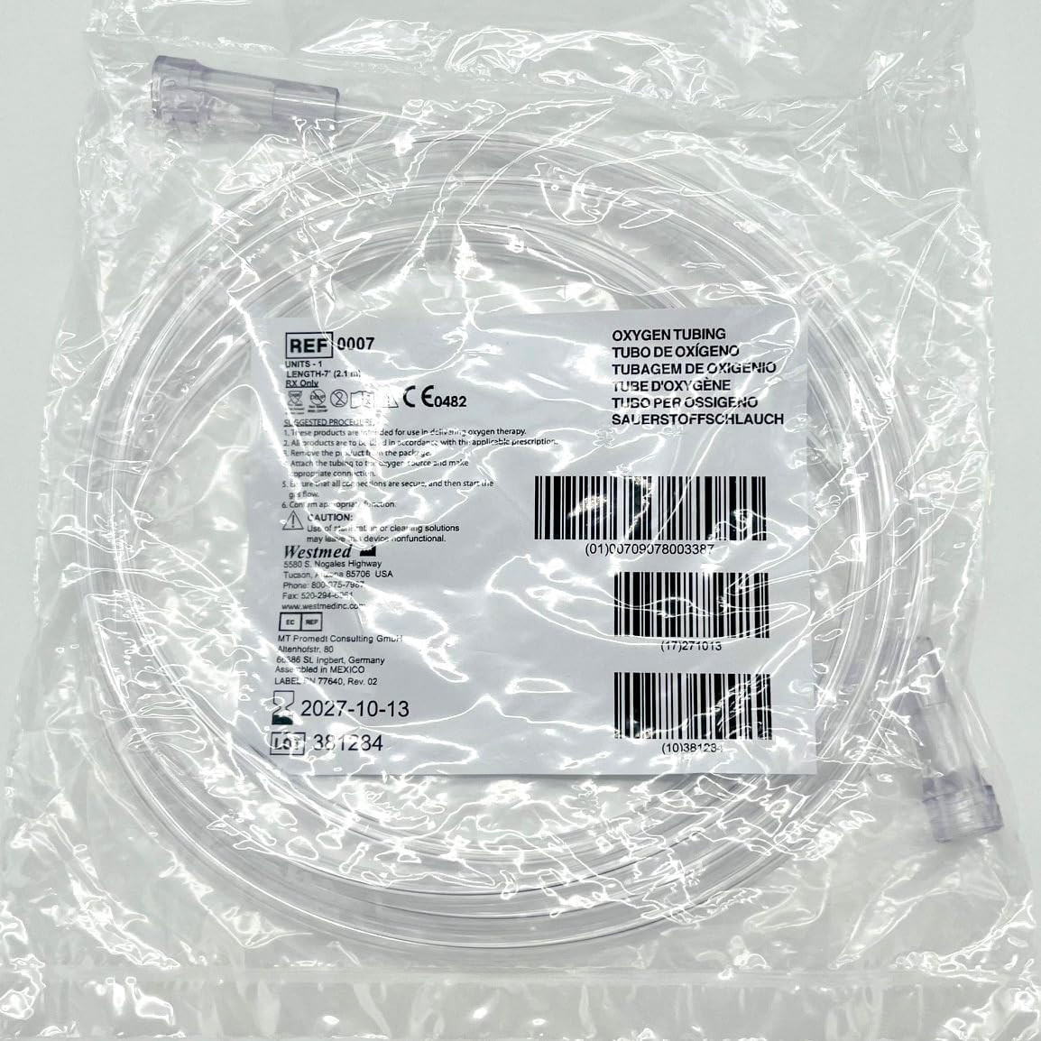 Oxygen Supply Tubing - 7' Clear - 5 Pack ( 0007)