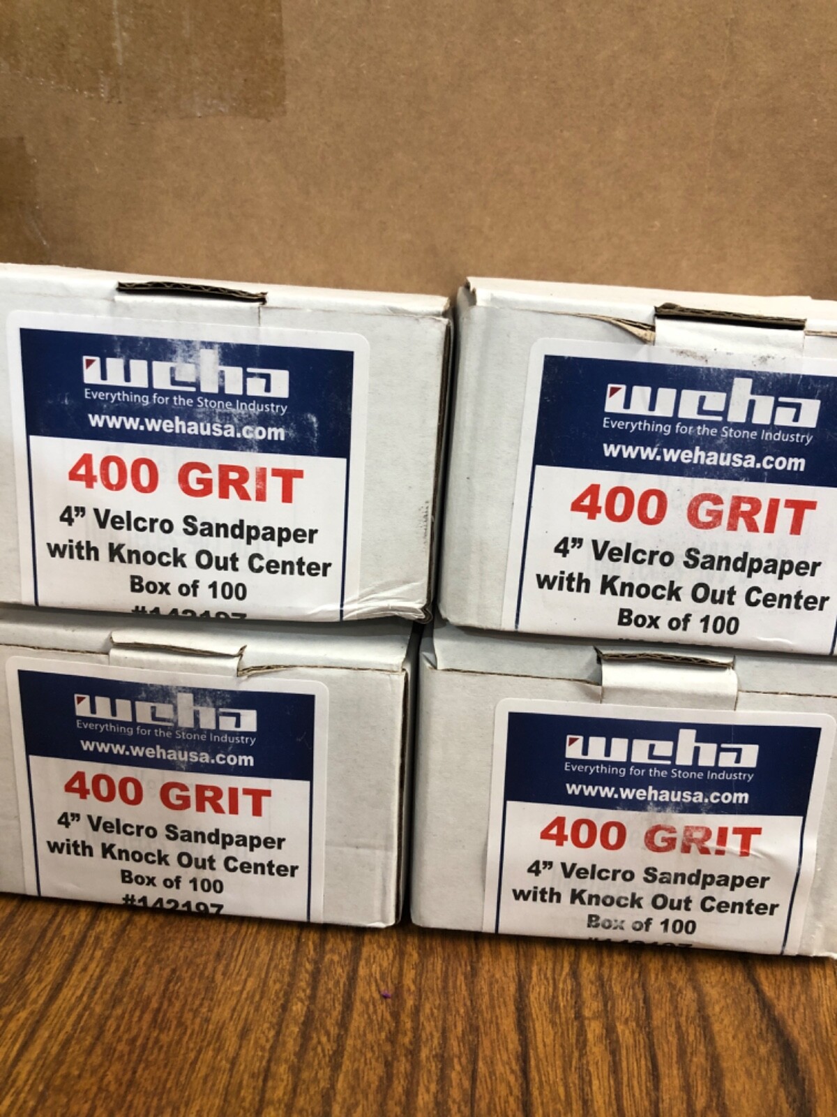 WEHA 400 Grit 4" Hook Loop Sandpaper Knock Out Center 100 Pack 142197 LOT OF 4