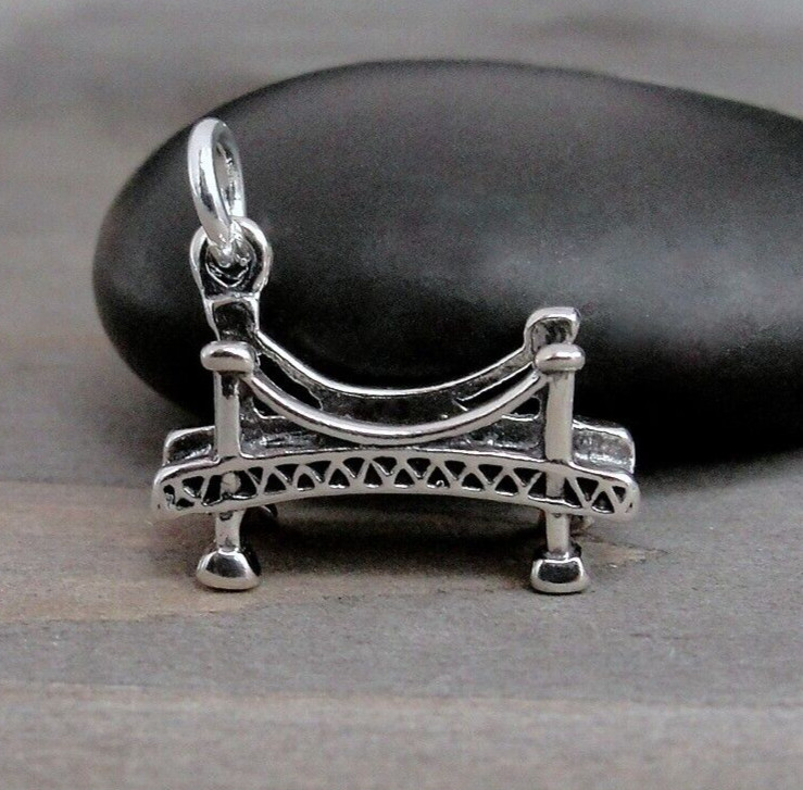 925 Sterling Silver 3D Golden Gate Bridge Charm - California Souvenir Charm
