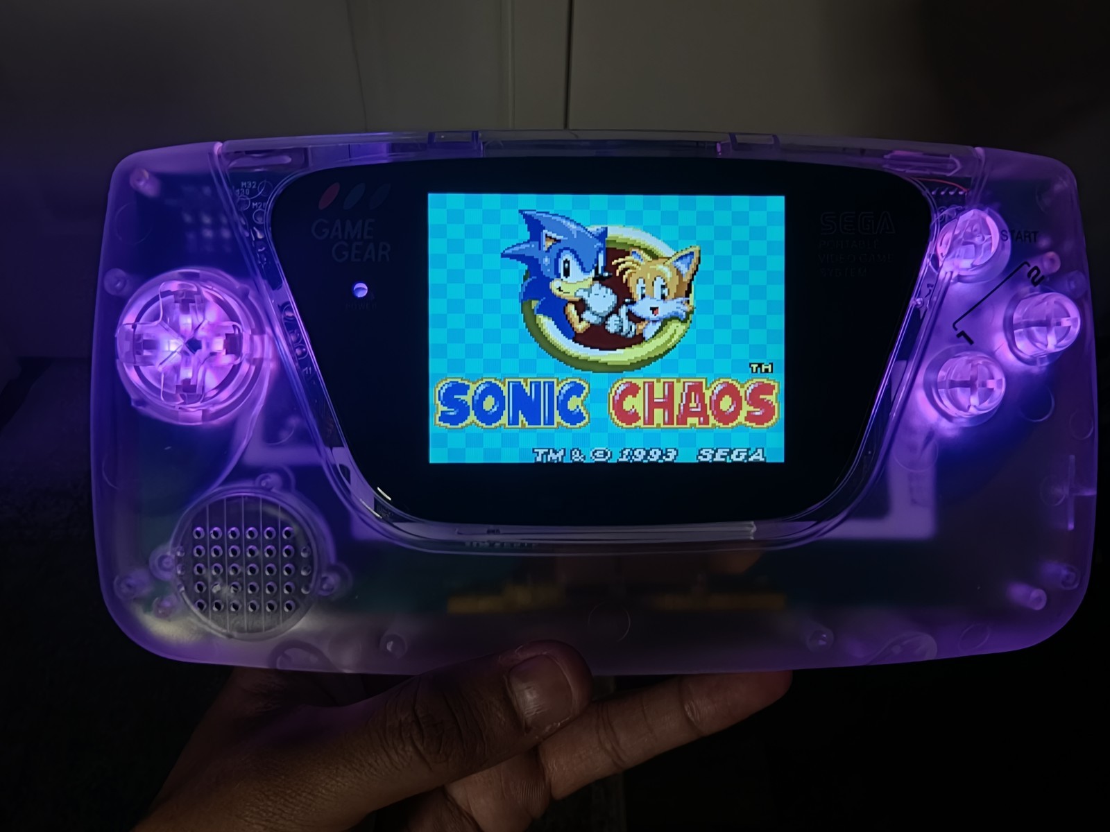 Sega Game Gear IPS LCD USB-C Rechargeable Clear Shell LED Mod Modded