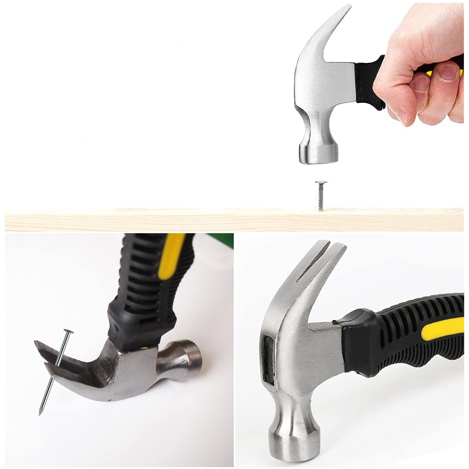 376pcs Hardware Nails Assortment Kit with 8oz Small Claw Hammer, Mini Hammer ...
