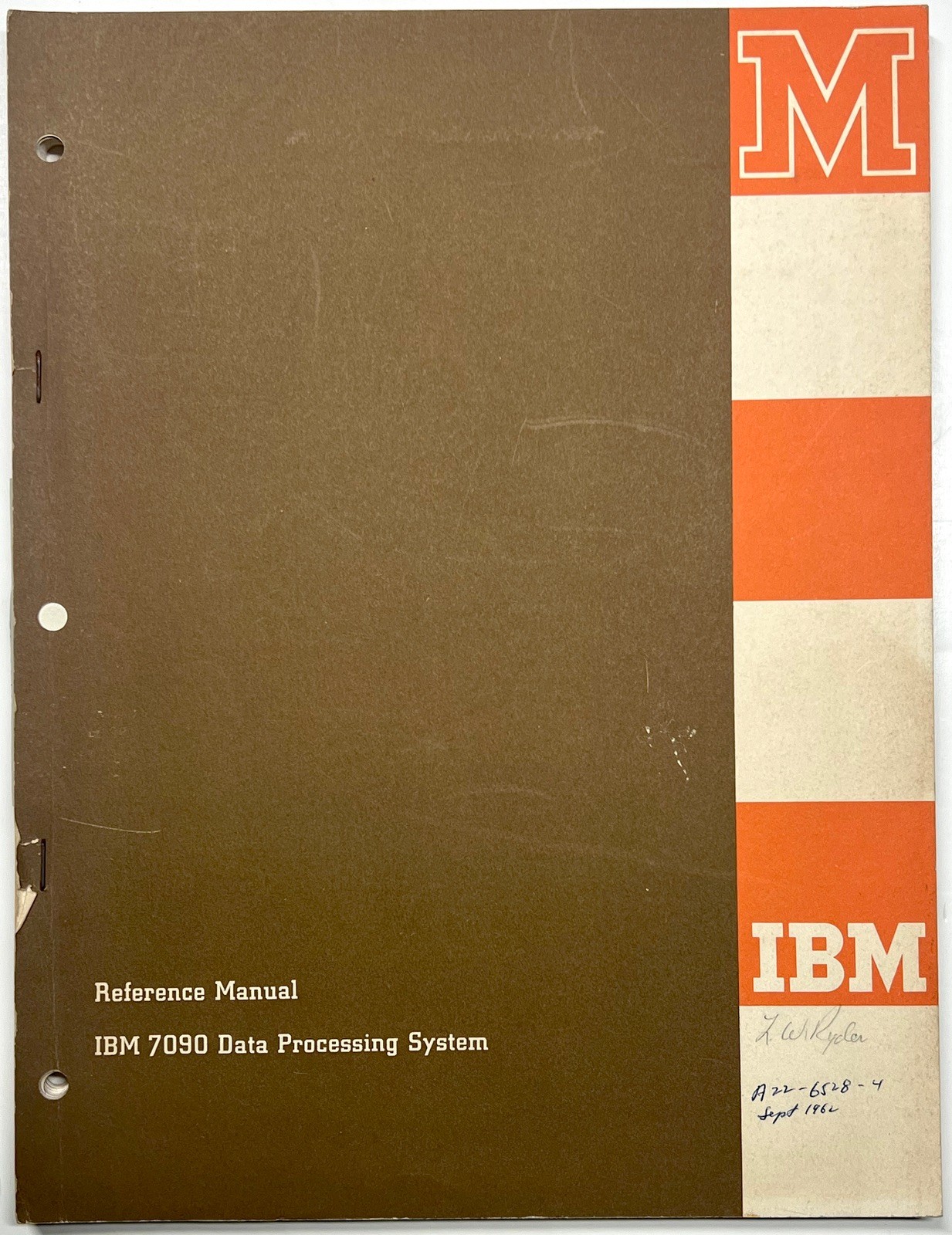 1962 IBM 7090 DATA PROCESSING SYSTEM REFERENCE MANUAL MAINFRAME COMPUTER