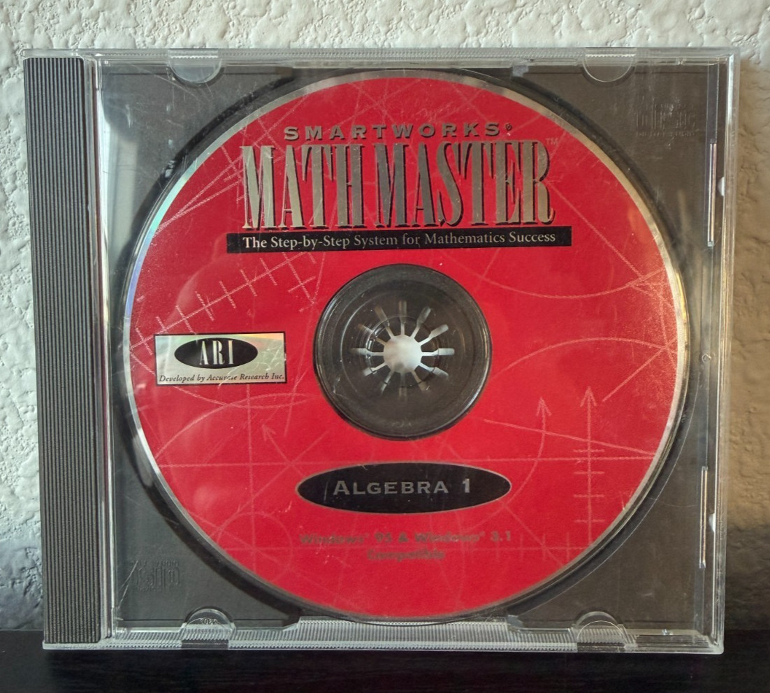 SmartWorks Math Master Algebra 1 CD-ROM ARI Windows 95/3.1 Tested Working