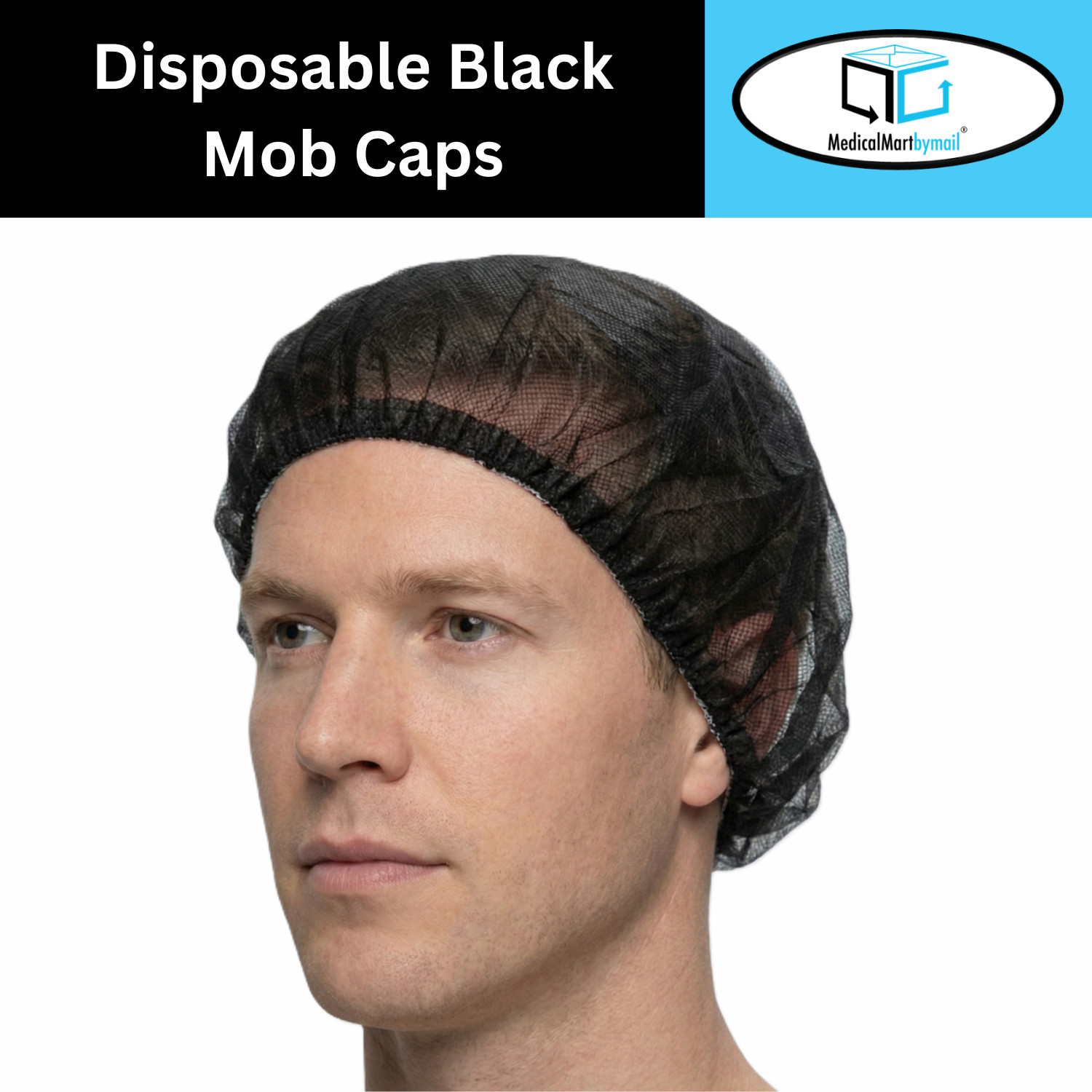 Disposable 1000 Pieces, 21" Black Bouffant Cap Hair Net Polypropylene