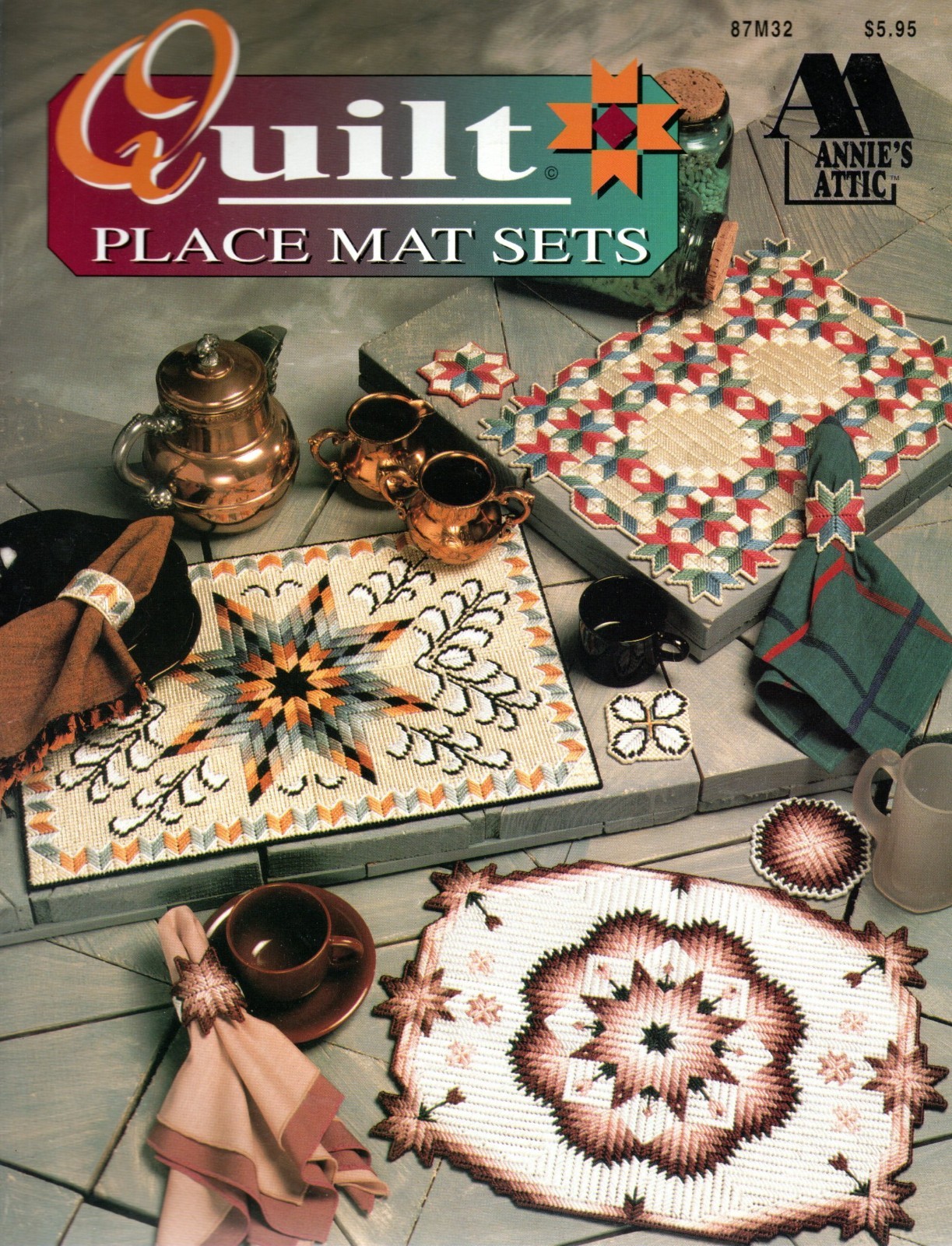 Annie's Attic 87M32 QUILT PLACE MAT SETS Plastic Canvas Pattern Leaflet