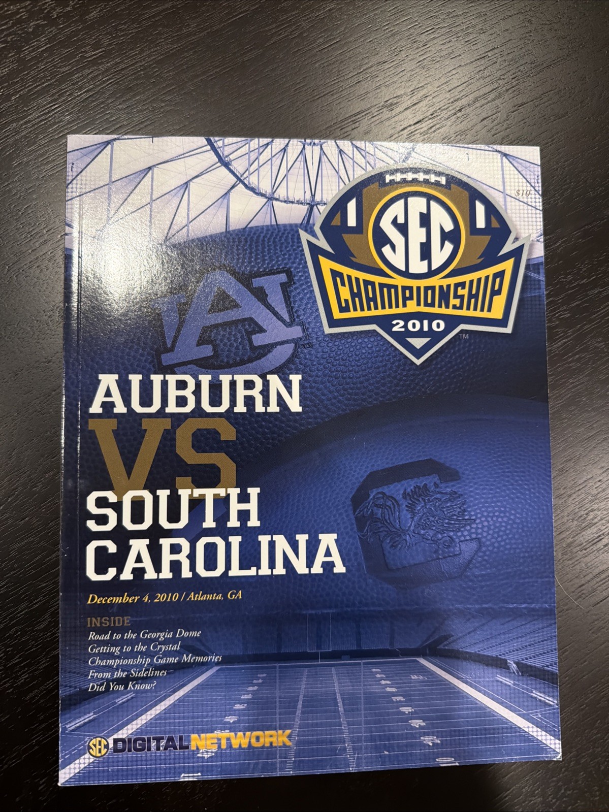 2010 Auburn Tigers South Carolina SEC CHAMPIONSHIP GAME Program