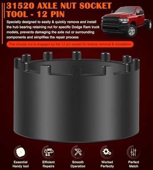 31520 Axle Nut Socket - 12 Pin Hub Bearing Retaining Nut Socket Tool Fits for